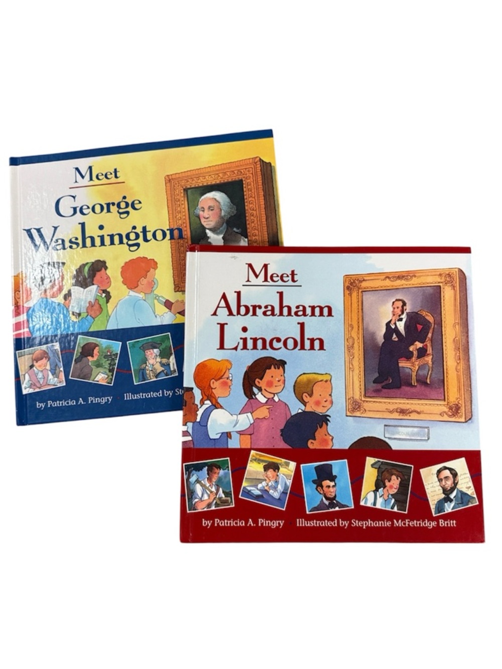 MEET GEORGE WASHINGTON & ABRAHAM LINCOLN HARDCOVER BIOGRAPHY STORYBOOK LIKE NEW